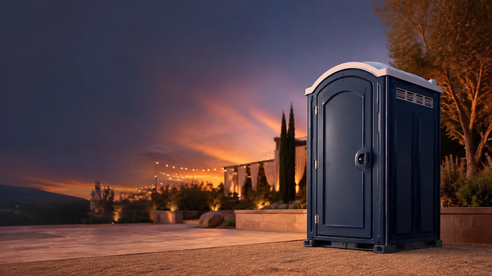 Portable restroom shown for rental planning in Carrollton, TX